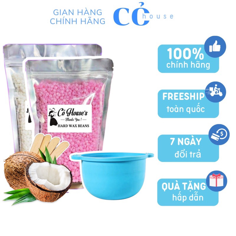 200g sáp wax lông nóng loại 1 , siêu bám lông tặng kèm chén silicon