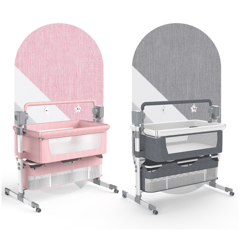Nôi điện tự động kèm màn có thể ghép liền giường bố mẹ, nôi điện thông minh nâng hạ độ cao - MK035