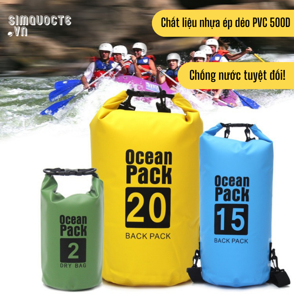 Túi chống nước du lịch Ocean Park cỡ lớn đựng đồ dùng, quần áo Balo chống nước dùng đi biển, dã ngoại, phượt TDL27