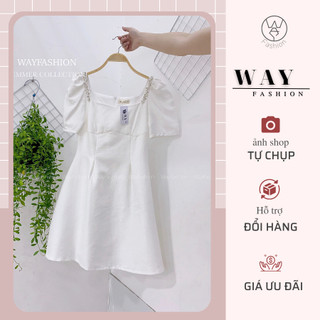 Váy dự tiệc Wayfashion Tafta óng nhẹ viền cổ đá vai sang trọng, form váy hơi xoè dài đến đầu gối V102 TA