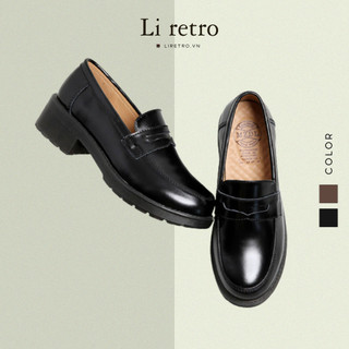 [80891] Giày Loafer - Giày Loafer nữ Li retro da bò thật phong cách vintage