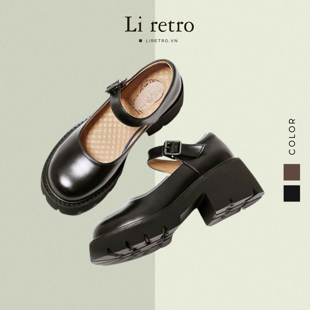Giày Platform Mary Jane - Giày da nữ vintage Li retro