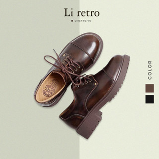 [57671-1] Giày Cap-toe Derby - Giày da nữ vintage Li retro (giày da thật - genuine leather)