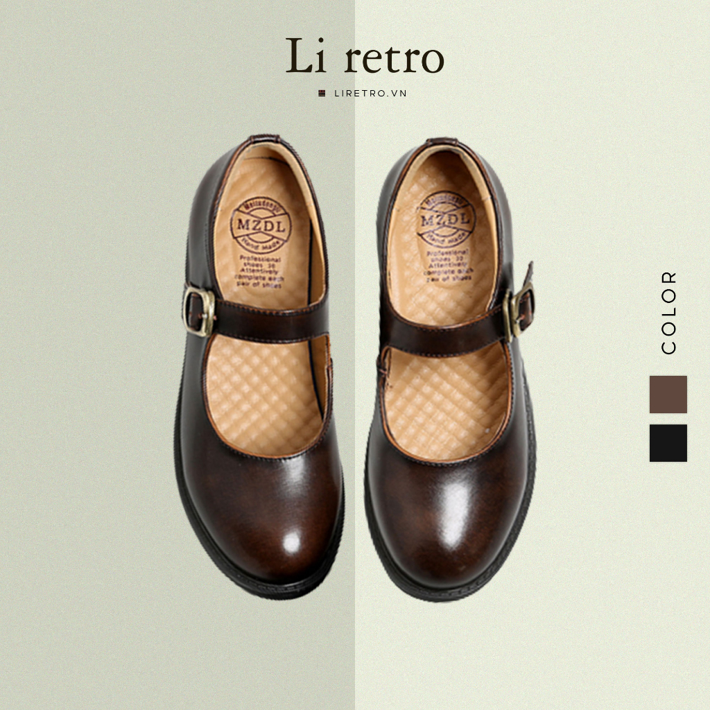 Giày Basic Mary Jane 4.5 - Giày da nữ vintage Li retro