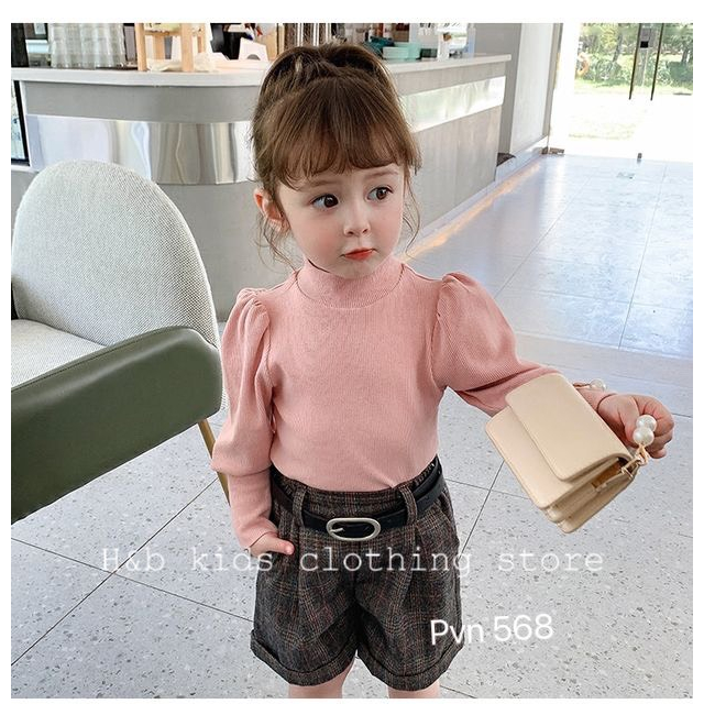 Áo thu đông cho bé gái , áo tay bồng nhung tăm xịn sò cho bé gái