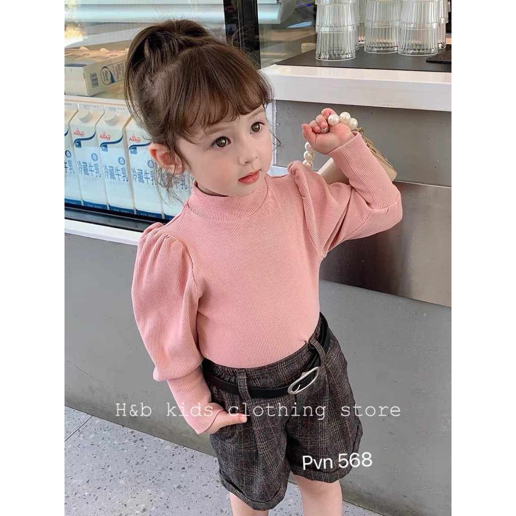 Áo thu đông cho bé gái , áo tay bồng nhung tăm xịn sò cho bé gái