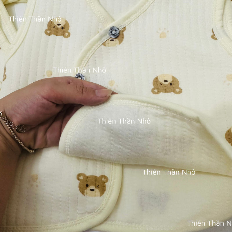 Áo Gile Chần Bông Cài Lệch Mềm Mịn Cho Bé Trai Bé Gái Sơ Sinh Thu Dông