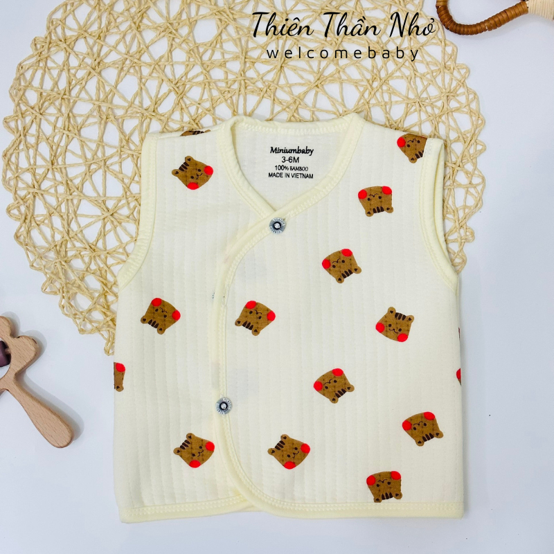 Áo Gile Chần Bông Cài Lệch Mềm Mịn Cho Bé Trai Bé Gái Sơ Sinh Thu Dông