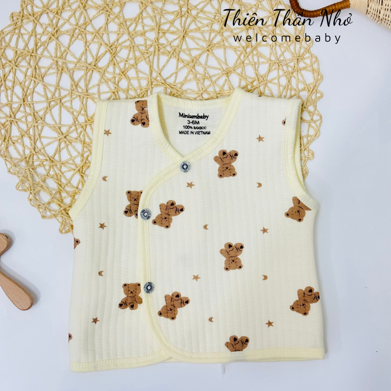 Áo Gile Chần Bông Cài Lệch Mềm Mịn Cho Bé Trai Bé Gái Sơ Sinh Thu Dông