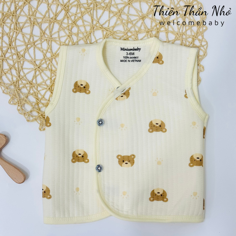 Áo Gile Chần Bông Cài Lệch Mềm Mịn Cho Bé Trai Bé Gái Sơ Sinh Thu Dông