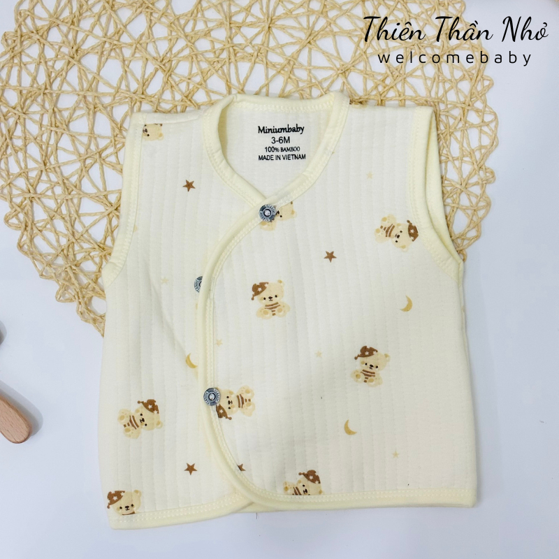 Áo Gile Chần Bông Cài Lệch Mềm Mịn Cho Bé Trai Bé Gái Sơ Sinh Thu Dông
