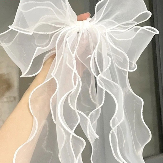 Cuộn Ruy Băng Đuôi Cá, Ruy Băng Voan Viền Sóng 9 Dài Mét Rộng 4cm Không Lõi Làm Nơ Trang Trí Bó Hoa Hộp Quà Đẹp