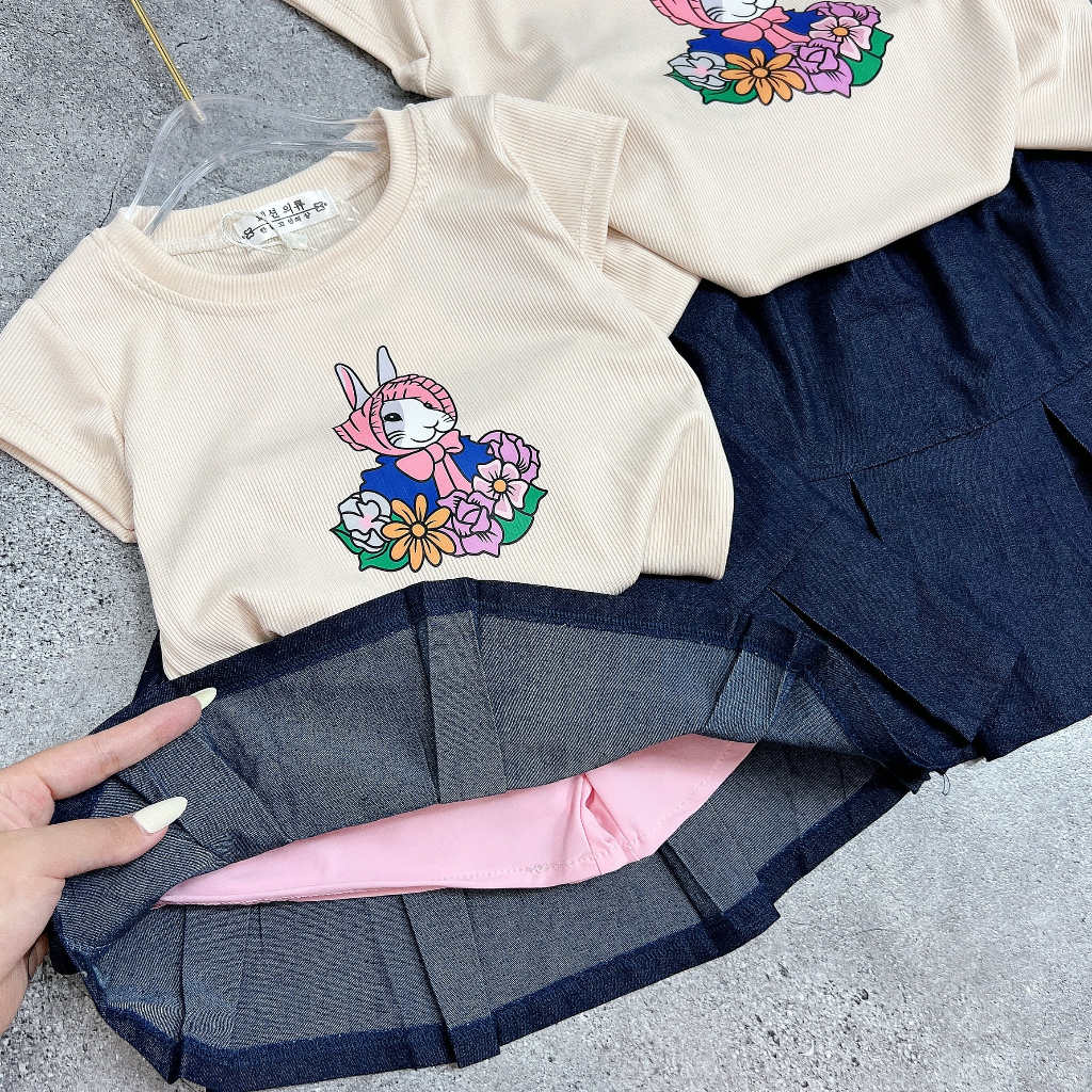 Set áo kèm chân váy bò Mẹ và Bé - B15