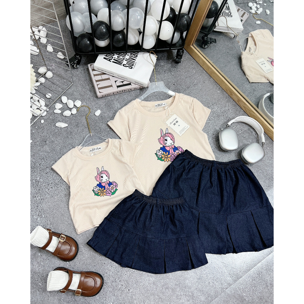 Set áo kèm chân váy bò Mẹ và Bé - B15