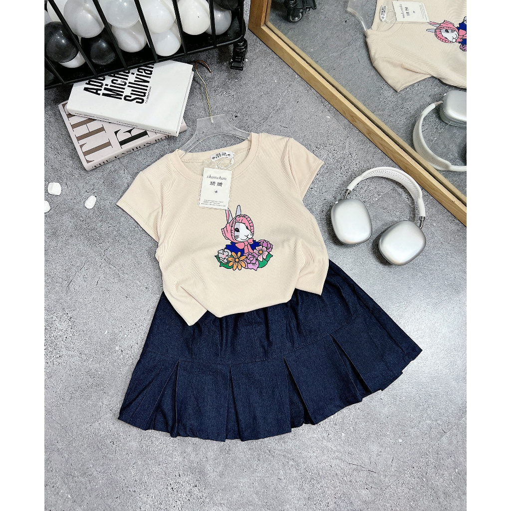 Set áo kèm chân váy bò Mẹ và Bé - B15