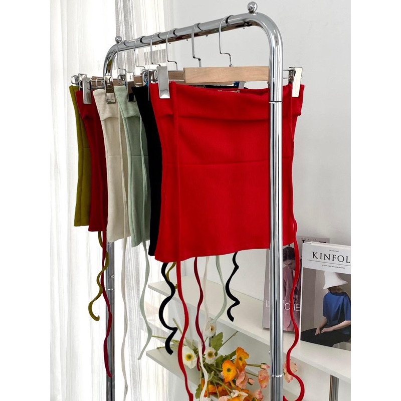 Áo Tube Ống Dài Kèm Nơ Cổ Cúp Ngực Thun Gân Noen - The Classics