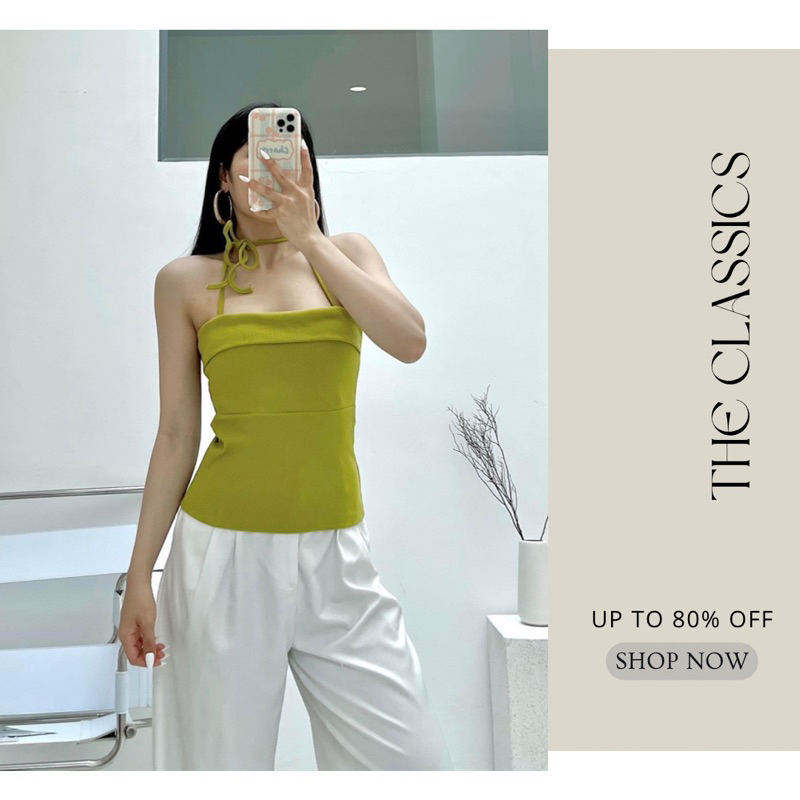 Áo Tube Ống Dài Kèm Nơ Cổ Cúp Ngực Thun Gân Noen - The Classics