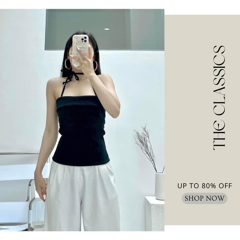 Áo Tube Ống Dài Kèm Nơ Cổ Cúp Ngực Thun Gân Noen - The Classics