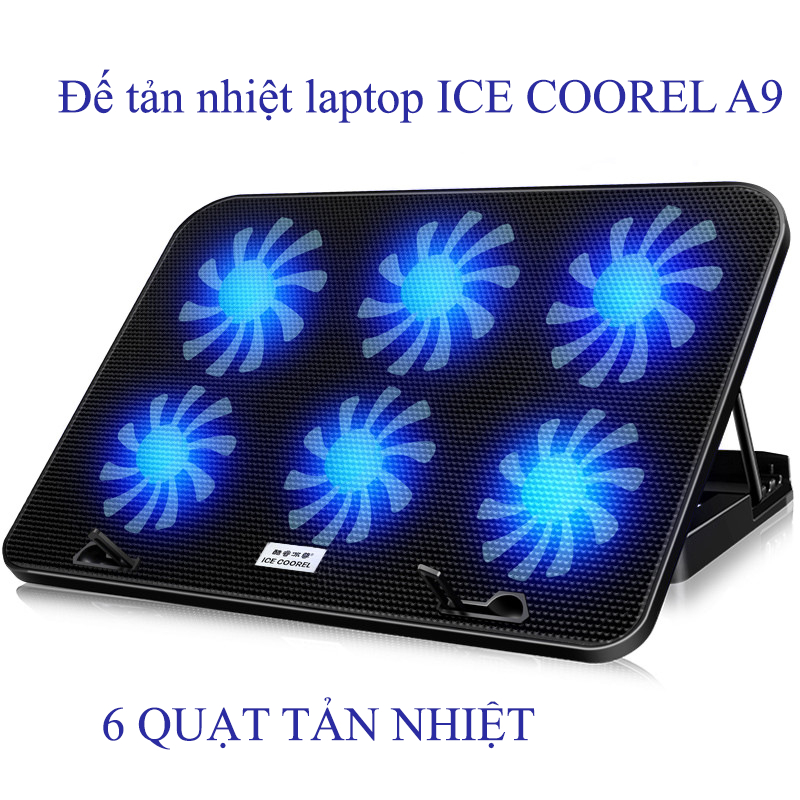 Đế tản nhiệt laptop ICE coorel A9 6 quạt làm mát laptop macbook