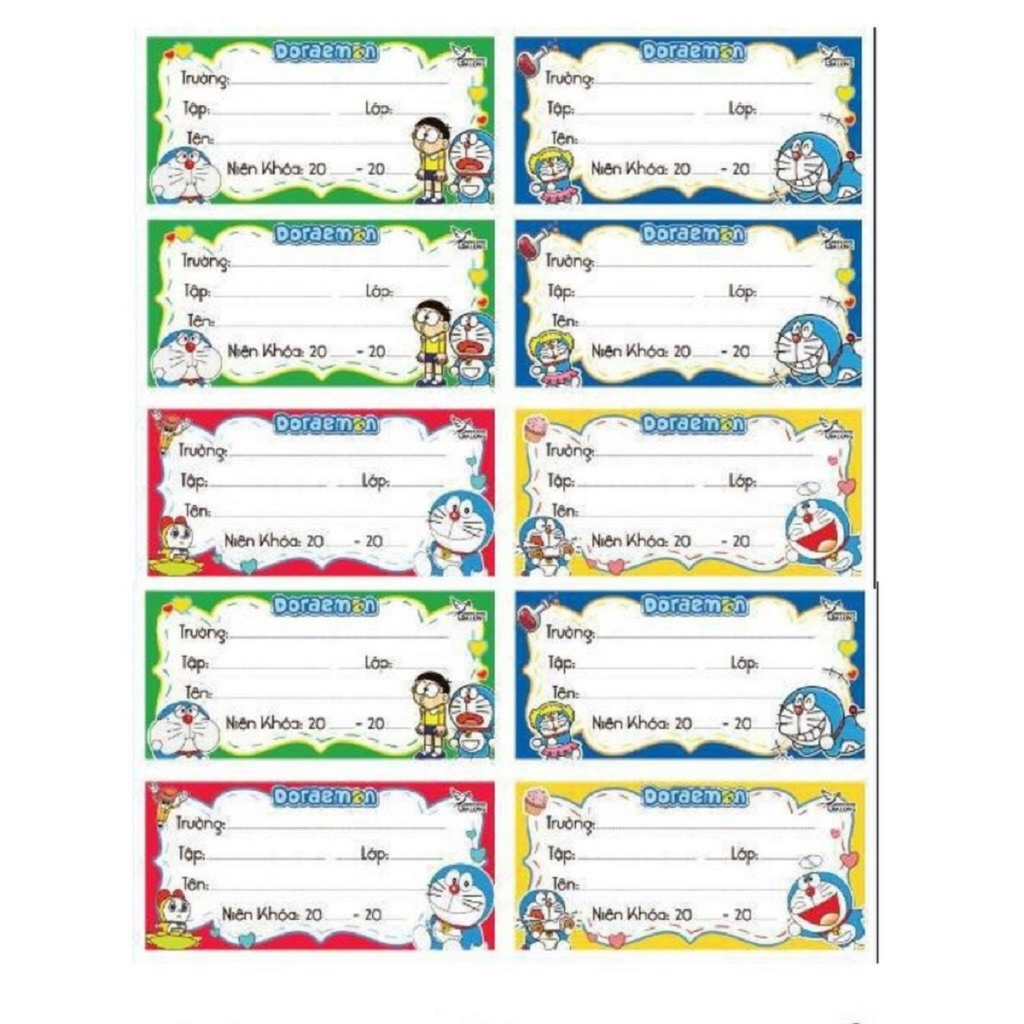 Combo 10 nhãn vở học sinh