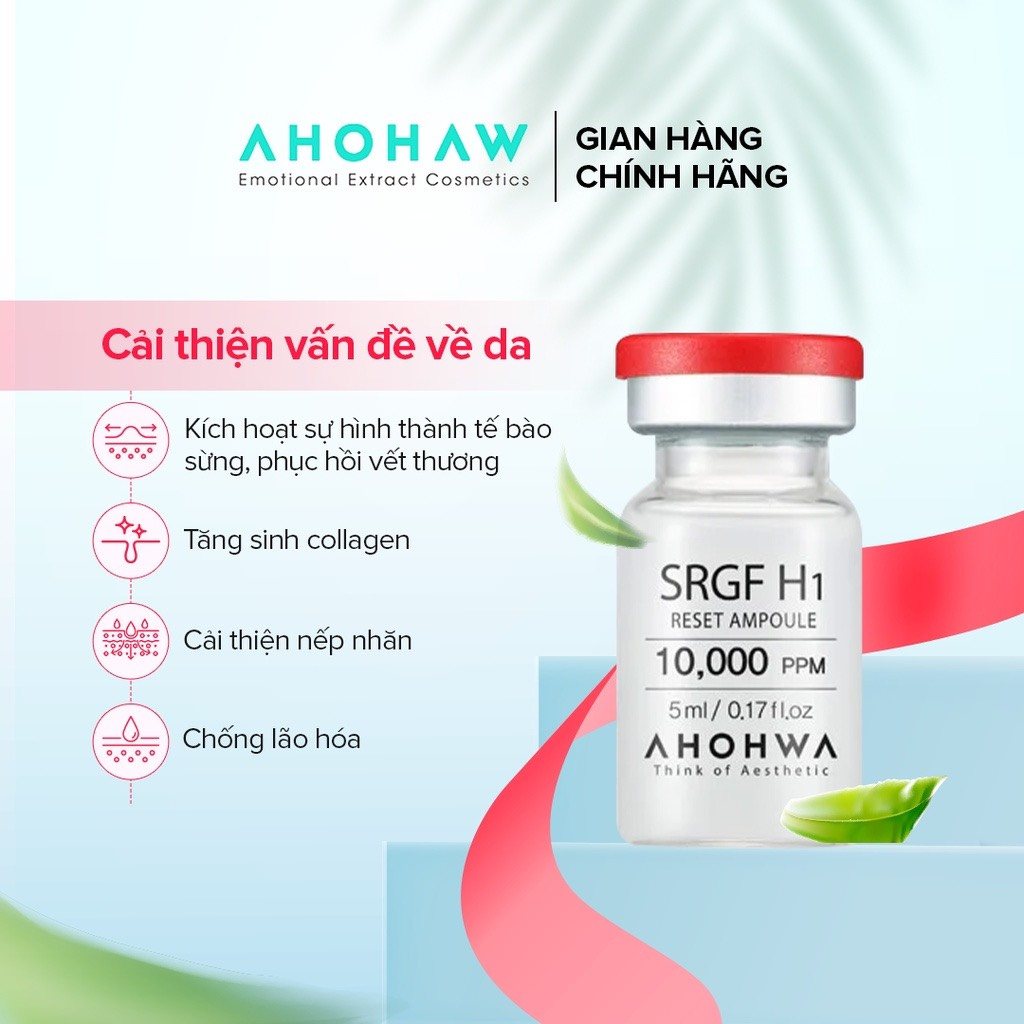 Tế Bào Gốc Phục Hồi Da AHOHAW SRGF H1 Reset Ampoule 10000PPM 1 Lọ - Kích Thích Tế Bào Mới, Trẻ Hoá Làn Da