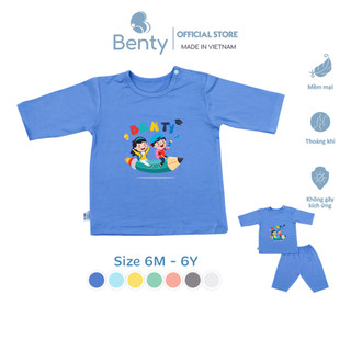 Bộ quần lửng áo lửng cài vai BENTY BT033 cotton mềm mịn, đồ bộ trẻ em cao cấp cho bé trai, bé gái