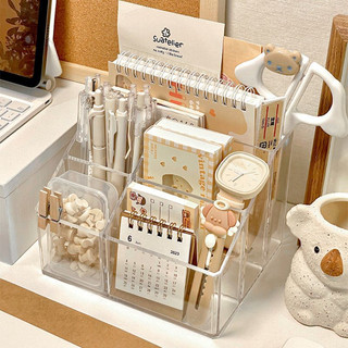 Khay Nhựa trong suốt ,kệ đựng vật dụng trang điểm, bàn học, văn phòng - 5 NGĂN tiện lợi