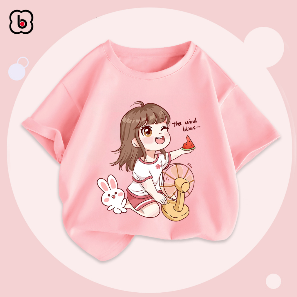 Áo thun bé gái BabyloveGO áo phông ngắn tay in hình dễ thương cho bé