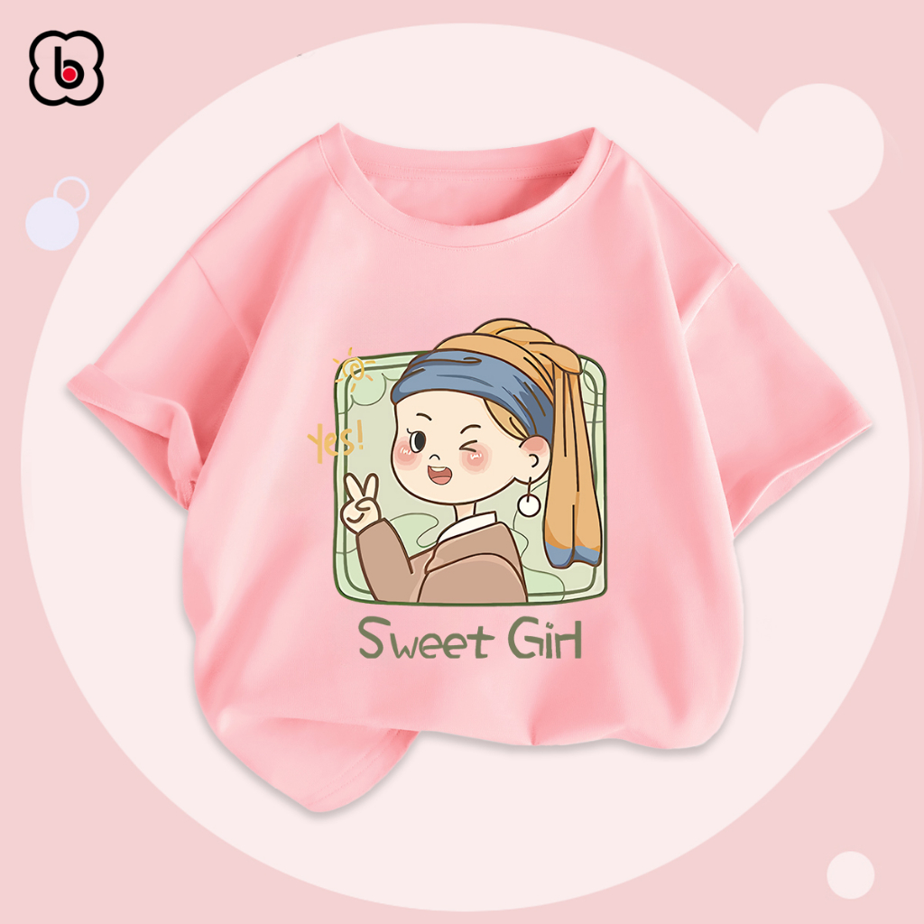 Áo thun bé gái BabyloveGO áo phông ngắn tay in hình dễ thương cho bé