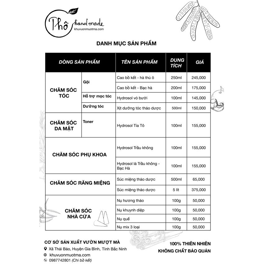 Nước súc miệng thảo dược Thô handmade 500ml