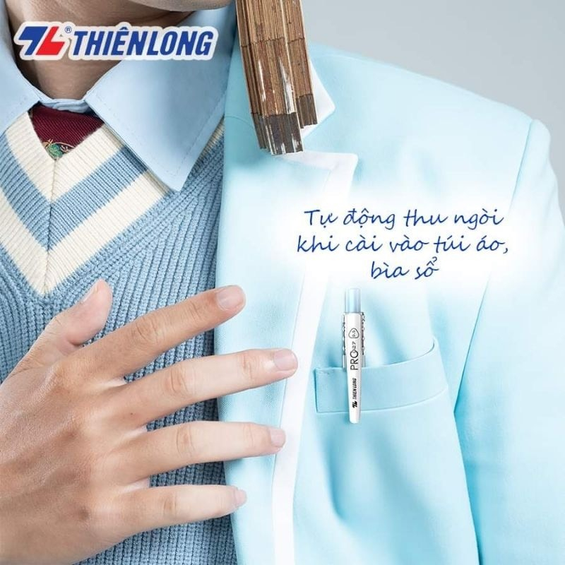 Bút Bi TL-027 Pro - Thiên Long TL-105 Mực Xanh/ Đỏ/ Đen. Đủ 3 màu