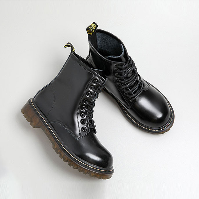 Giày cao cổ Dr Combat Boots - Giày da nữ vintage Li retro (giày da thật - genuine leatherổ