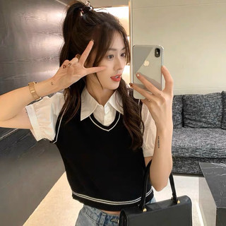 Áo Polo Croptop Len Tăm Phối Gile Montogini