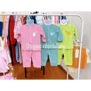 Bộ sơ sinh cài giữa single kẻ ngang Lullaby NH68B