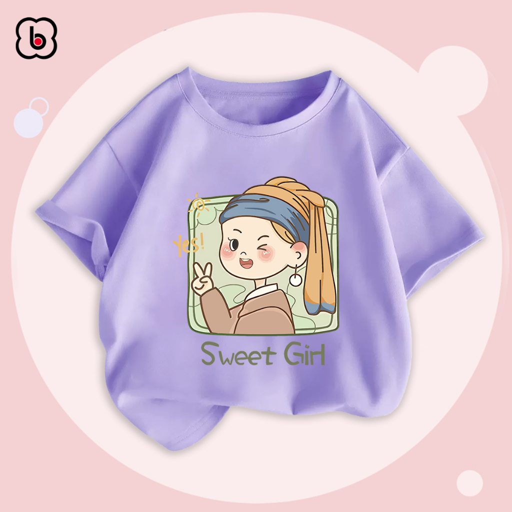 Áo thun bé gái BabyloveGO áo phông ngắn tay in hình dễ thương cho bé
