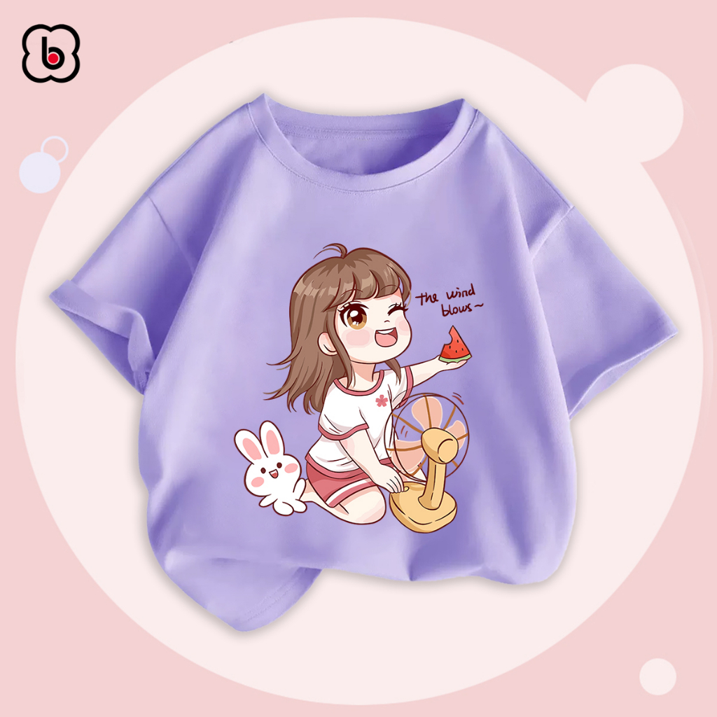 Áo thun bé gái BabyloveGO áo phông ngắn tay in hình dễ thương cho bé