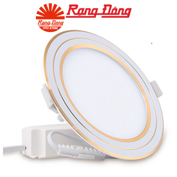 Đèn LED Panel tròn đổi màu 90/7W Rạng Đông khoét lỗ 90mm siêu sáng Model PT05 ĐM 90/7W 2 màu viền vàng viền bạc