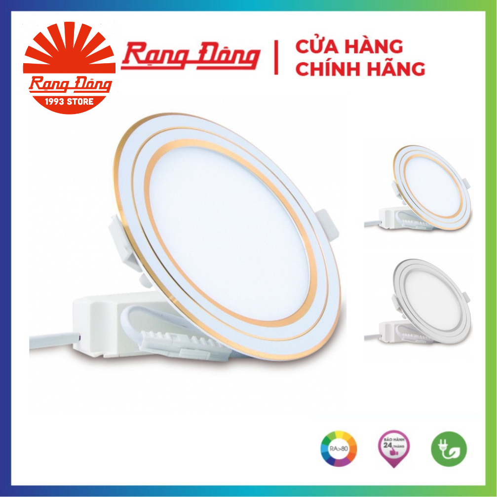 Đèn LED Panel tròn đổi màu 90/7W Rạng Đông khoét lỗ 90mm siêu sáng Model PT05 ĐM 90/7W 2 màu viền vàng viền bạc