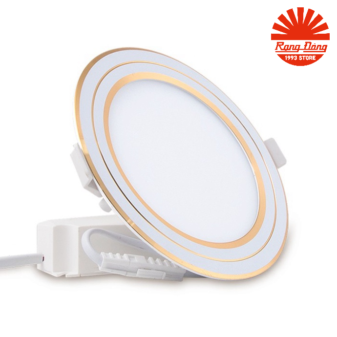 Đèn LED Panel tròn đổi màu 90/7W Rạng Đông khoét lỗ 90mm siêu sáng Model PT05 ĐM 90/7W 2 màu viền vàng viền bạc
