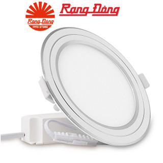Đèn led panel tròn đổi màu 90/7w rạng đông khoét lỗ 90mm siêu sáng model pt05 đm 90/7w 2 màu viền vàng viền bạc