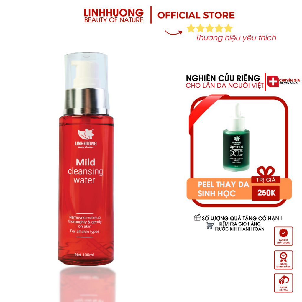 Nước tẩy trang không cồn Linh Hương Beauty Of Nature cho da dầu mụn và da nhạy cảm 100ml