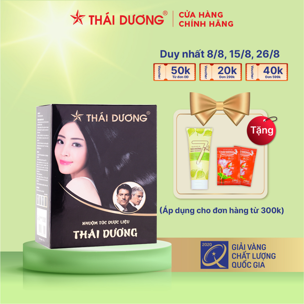 Bột nhuộm tóc dược liệu màu đen Sao Thái Dương hộp 5 gói - Sao Thái Dương