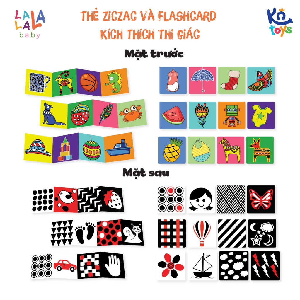 Bộ Thẻ Ziczac - Decal - Flashcard Kích Thích Thị Giác Trí Não Cho Trẻ Sơ Sinh - Lalala Baby