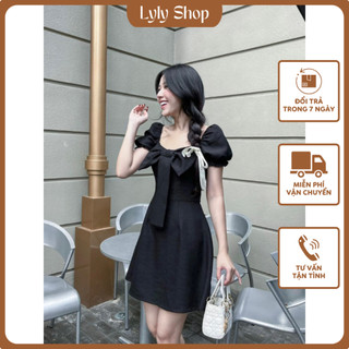 Đầm nơ ngực tay bo chun h50