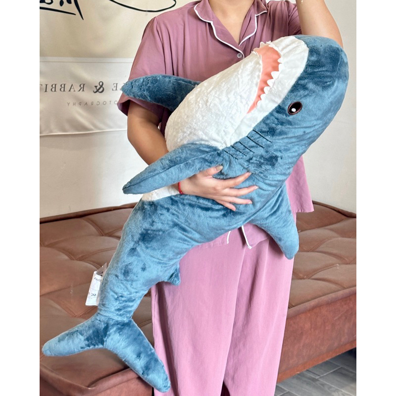 Gấu bông cá mập shark xanh size to ôm ngủ decor phòng dễ thương cho bé|Gauxinhcorner
