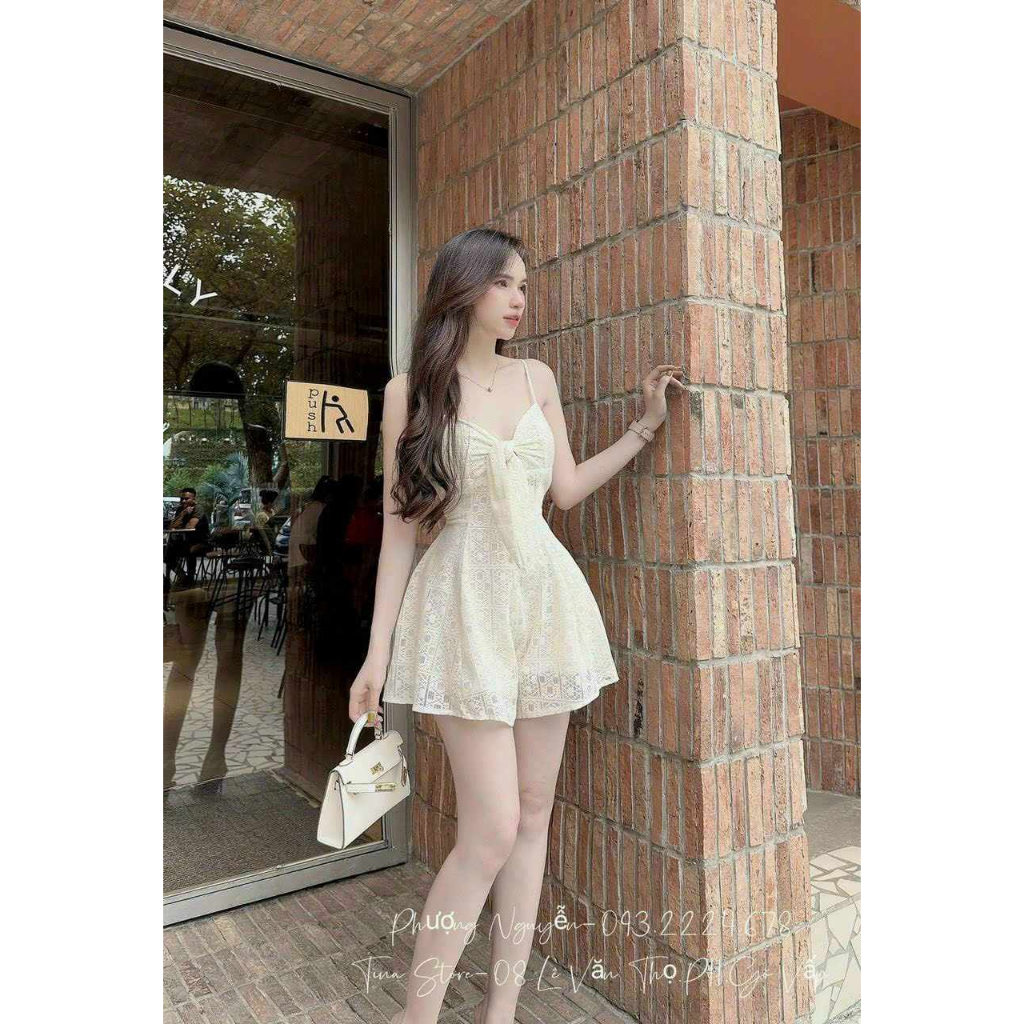 Jumpsuits Nữ ngắn áo 2 dây con thắt nơ ngực siêu quyến rũ tinh tế | BigBuy360 - bigbuy360.vn