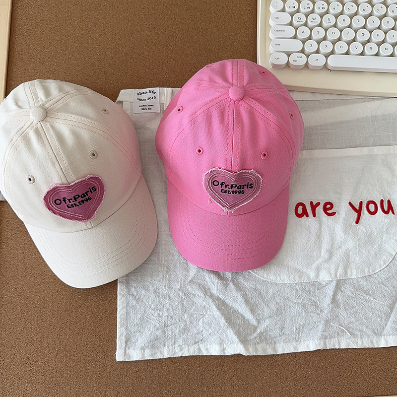 Mũ kaki thêu họa tiết trái tim xu hướng retro TA STORE