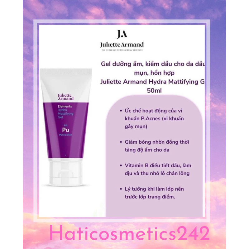Kem dưỡng phục hồi cho da dầu Juliette Armand Hydrating mattifying gel