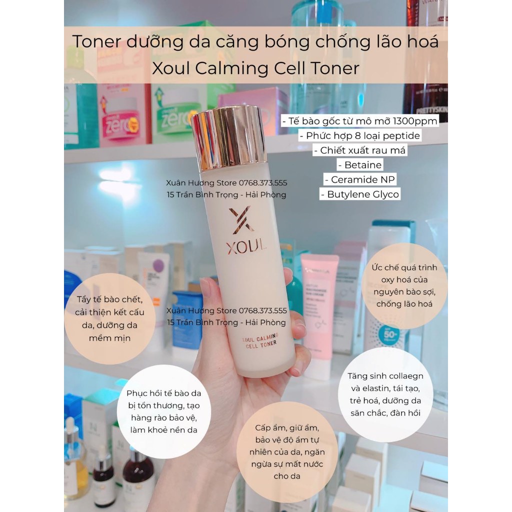 Toner dưỡng trắng căng bóng Xoul Calming Cell Toner
