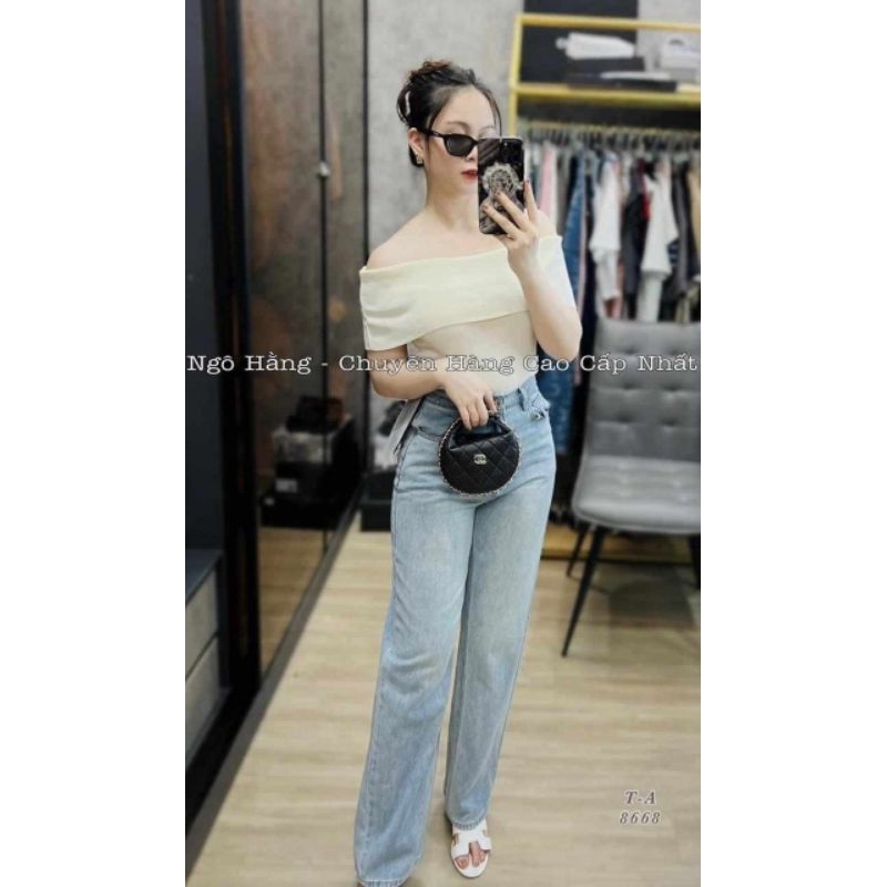 Áo len ngang vai kèm tag hàng QC